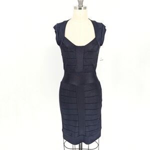 French Connection Bandage Bodycon Dress Blue 2 preppy cocktail wedding party